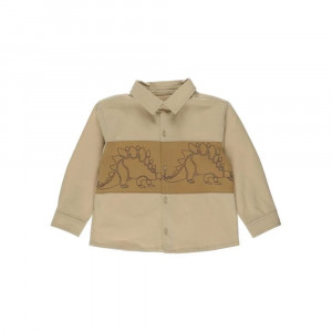 پیراهن چاپ دار نوزادی پسرانه مدل Dinosaur طرحدار بژ